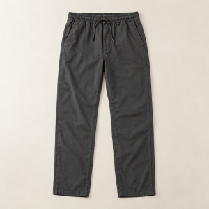 Trousers Nodo 03 in graphite, front view
