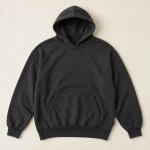 Hoodie Trama 02 in charcoal, front view